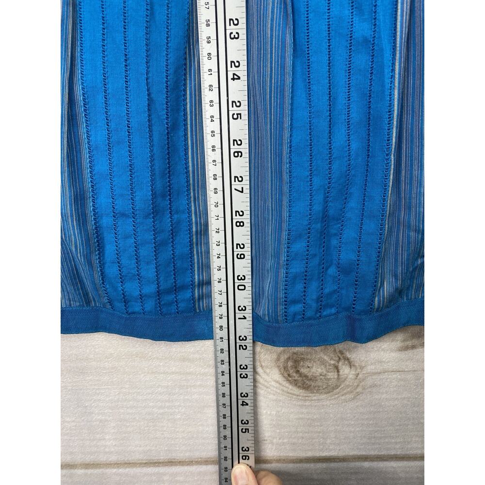 Rafaella Skirt 6 Blue Turquoise Pin Tucked Striped A Line Midi 100% Cotton NWT - Picture 4 of 10